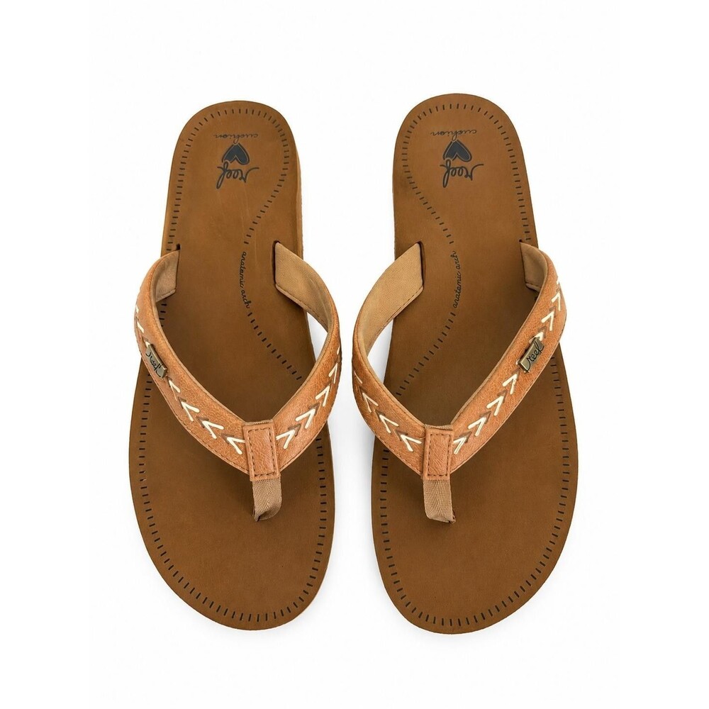 Reef Women’s Cushion Breeze Flip Flop Sandal Tan Brown Whipstitch Size 11